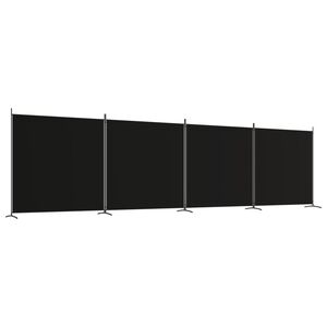 vidaXL 4-Panel Room Divider Black 698x180 cm Fabric