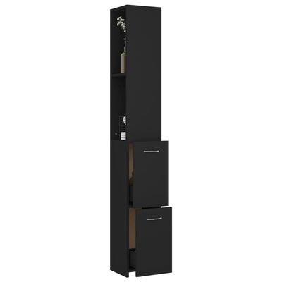 vidaXL Bathroom Cabinet Black 25x26.5x170 cm Engineered Wood