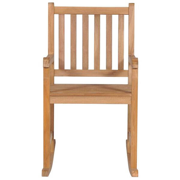 vidaXL Rocking Chair with Beige Cushion Solid Teak Wood