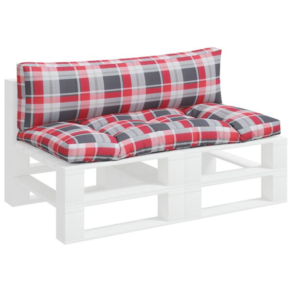 vidaXL Pallet Cushions 2 pcs Red Check Pattern Fabric