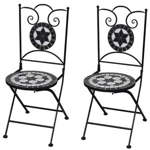 vidaXL Folding Chairs 2 pcs Ceramic Black and White