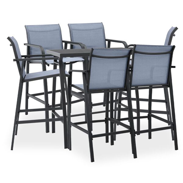 vidaXL 7 Piece Garden Bar Set Black and Grey