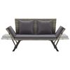 vidaXL Garden Bench with Cushions 176 cm Grey Poly Rattan