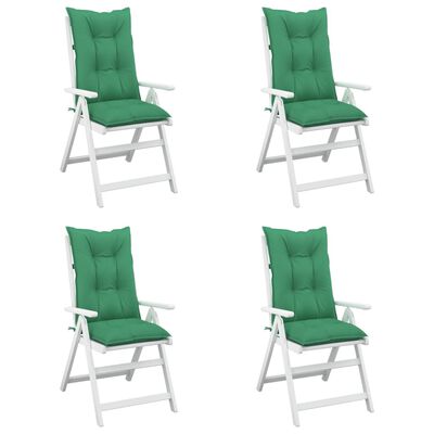 vidaXL Garden Highback Chair Cushions 4 pcs Green 120x50x7 cm Fabric