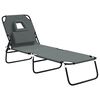 vidaXL Folding Sun Lounger Grey Oxford Fabric&Powder-coated Steel