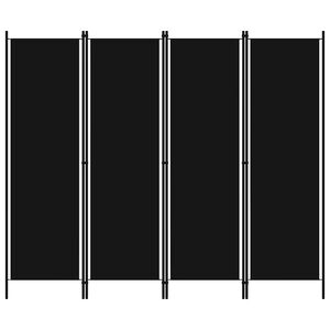 vidaXL 4-Panel Room Divider Black 200x180 cm