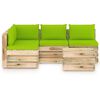 vidaXL 5 Piece Garden Lounge Set with Cushions Green Impregnated Wood