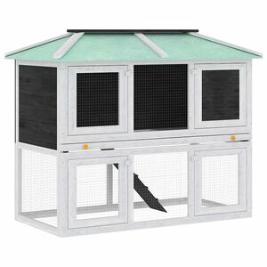 vidaXL Animal Rabbit Cage Double Floor Wood