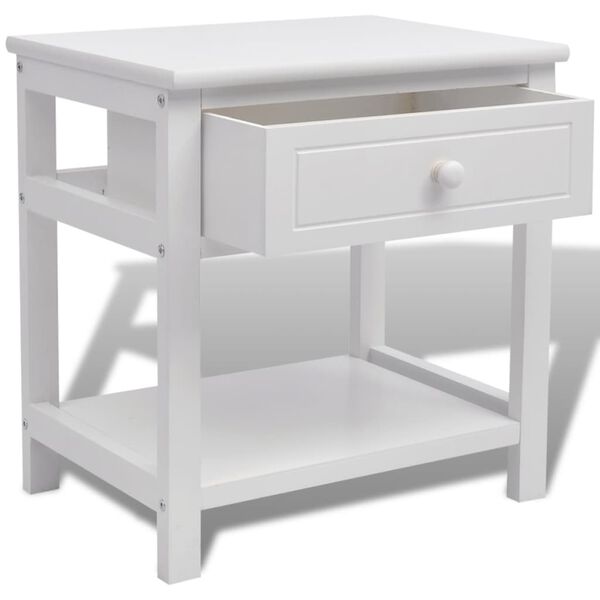 vidaXL Bedside Cabinet Wood White