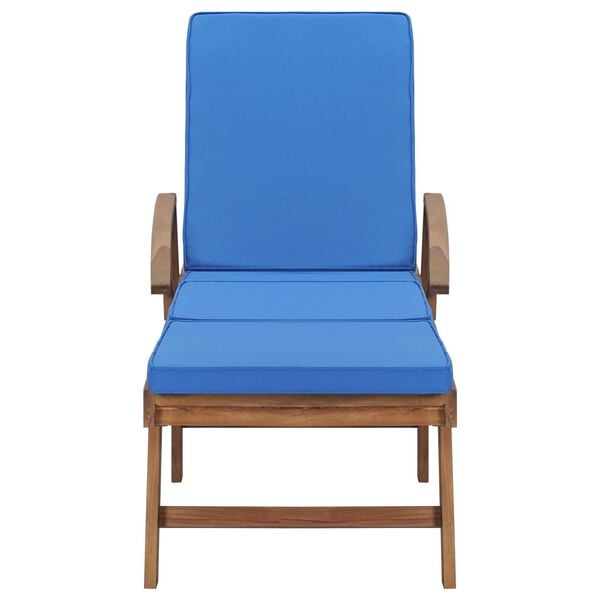 vidaXL Sun Loungers with Cushions 2 pcs Solid Teak Wood Blue