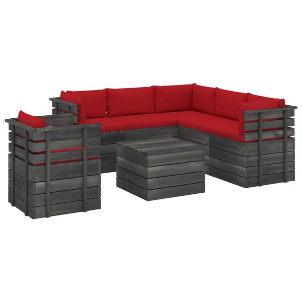 vidaXL 7 Piece Garden Pallet Lounge Set with Cushions Solid Pinewood