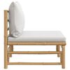 vidaXL Garden Middle Sofa with Light Grey Cushions Bamboo
