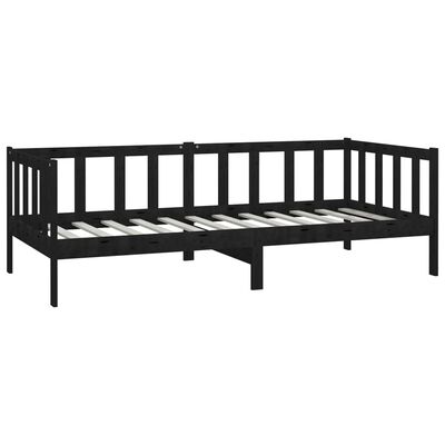 vidaXL Day Bed without Mattress Black Solid Wood Pine 90x200 cm