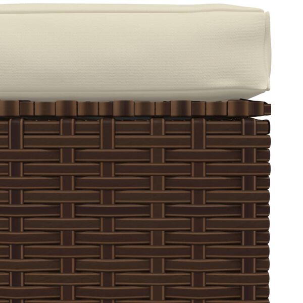 vidaXL Garden Footrest with Cushion Brown 70x70x30 cm Poly Rattan