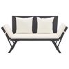 vidaXL Garden Bench with Cushions 176 cm Black Poly Rattan