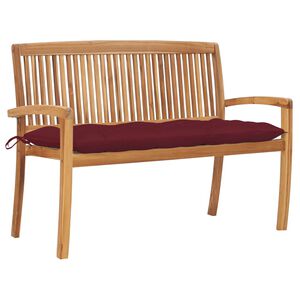 vidaXL Stacking Garden Bench with Cushion 128.5 cm Solid Teak Wood