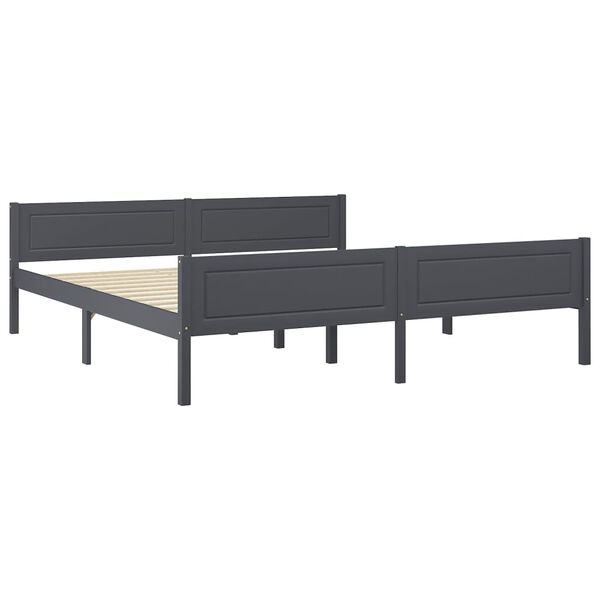 vidaXL Bed Frame without Mattress Solid Pinewood Grey 180x200 cm Super King