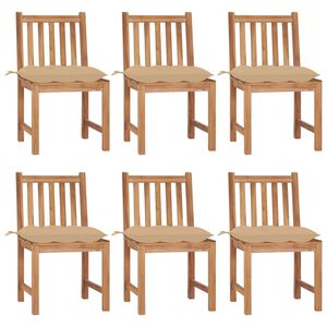vidaXL Garden Chairs 6 pcs with Cushions Solid Teak Wood