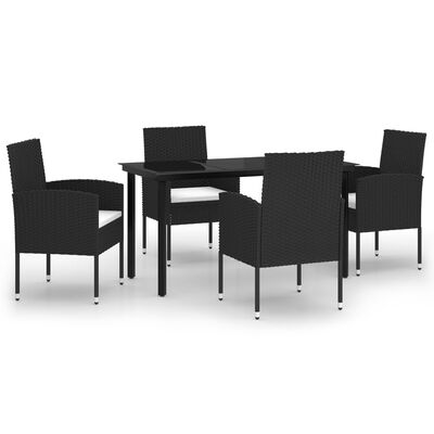 vidaXL 5 Piece Garden Dining Set Black