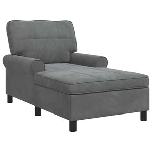 vidaXL Chaise Lounge with Cushion Dark Grey 91 x 157 x 91 cm Velvet