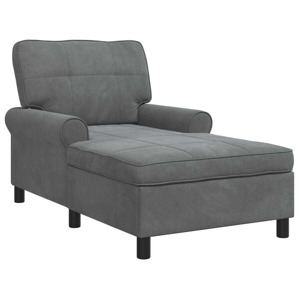vidaXL Chaise Lounge with Cushion Dark Grey 91 x 157 x 91 cm Velvet