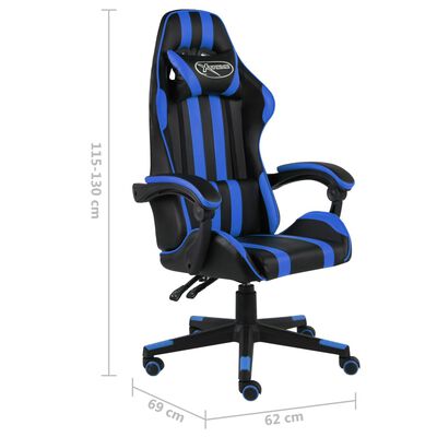 vidaXL Racing Chair Black and Blue Faux Leather
