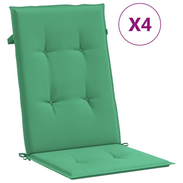 vidaXL Garden Highback Chair Cushions 4 pcs Green 120x50x3 cm Fabric