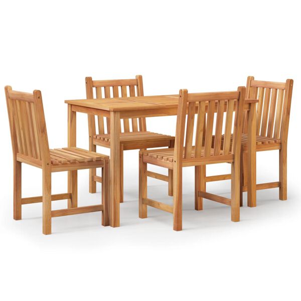 vidaXL 5 Piece Garden Dining Set Solid Wood Teak