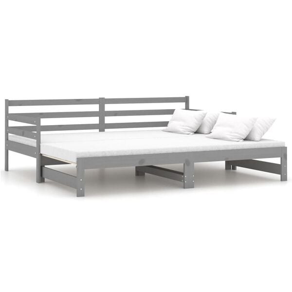 vidaXL Pull-out Day Bed without Mattress Grey 2x(90x200)cm
