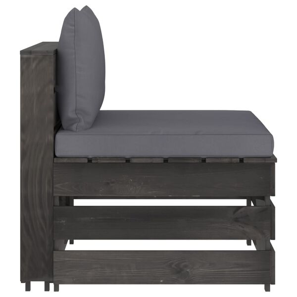 vidaXL 3 Piece Garden Lounge Set with Cushions Grey Impregnated Wood