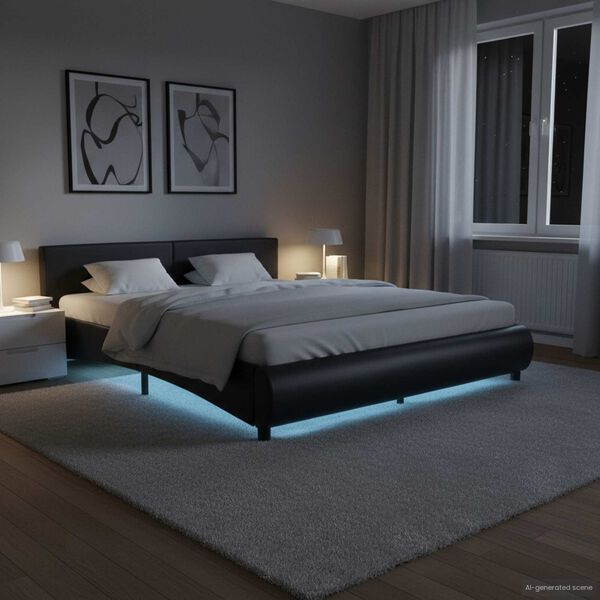 vidaXL Bed Frame with LED without Mattress Black 180x200 cm Super King