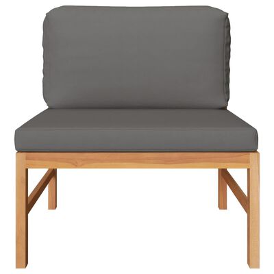vidaXL 3 Piece Garden Lounge Set with Dark Grey Cushions Teak Wood