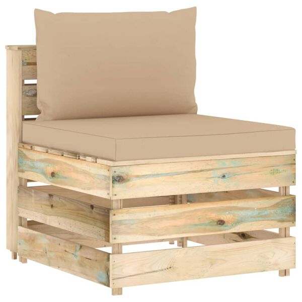vidaXL 3 Piece Garden Lounge Set with Cushions Green Impregnated Wood