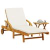 vidaXL Sun Lounger with Cushion and Table Solid Wood Acacia