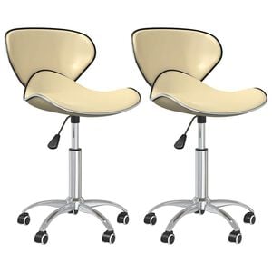 vidaXL Swivel Dining Chairs 2 pcs Cream Faux Leather