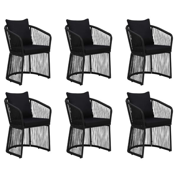 vidaXL 7 Piece Garden Dining Set with Cushions Black