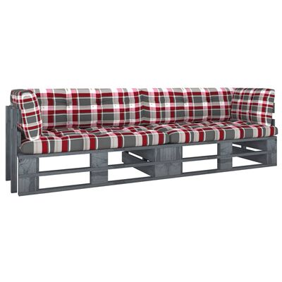 vidaXL 2-Seater Pallet Sofa with Cushions Grey Impregnated Pinewood