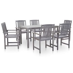vidaXL 7 Piece Outdoor Dining Set Grey Wash Solid Acacia Wood