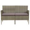 vidaXL 3-Seater Garden Sofa with Cushion Grey Poly Rattan