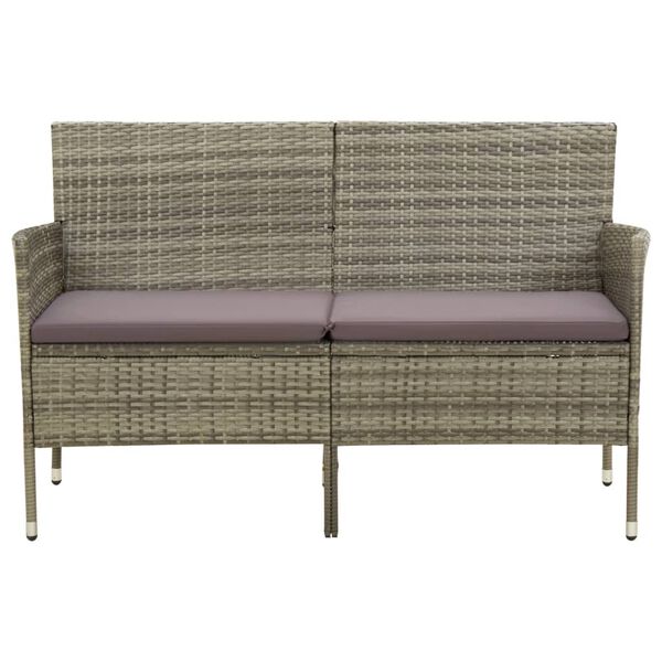 vidaXL 3-Seater Garden Sofa with Cushion Grey Poly Rattan