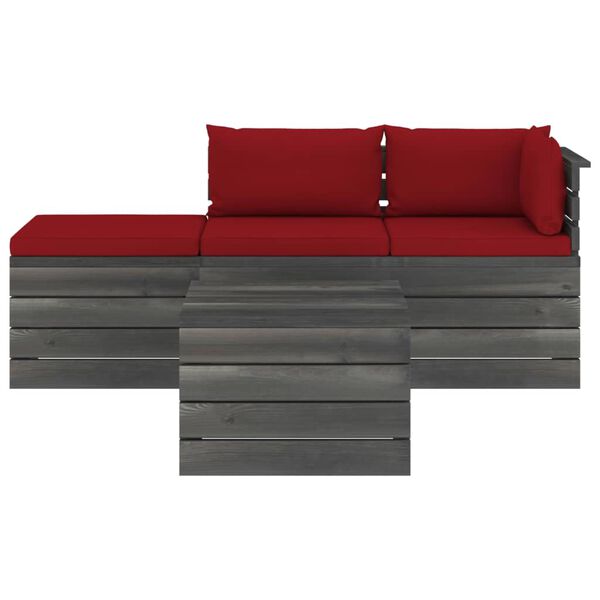 vidaXL 4 Piece Garden Pallet Lounge Set with Cushions Solid Pinewood