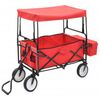vidaXL Folding Hand Trolley with Canopy Steel Red