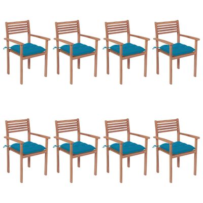 vidaXL Stackable Garden Chairs with Cushions 8 pcs Solid Teak Wood (2x43037+2x314909)