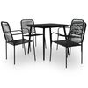 vidaXL 5 Piece Garden Dining Set Cotton Rope and Steel Black