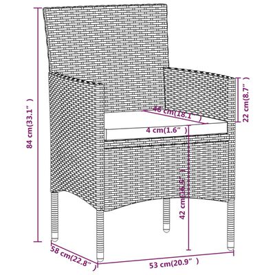 vidaXL 5 Piece Garden Dining Set with Cushions Grey and Black