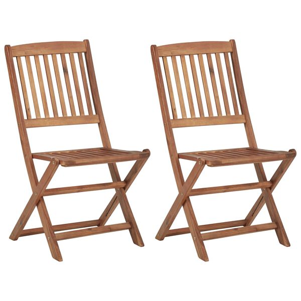 vidaXL Folding Garden Chairs 2 pcs with Cushions Solid Acacia Wood