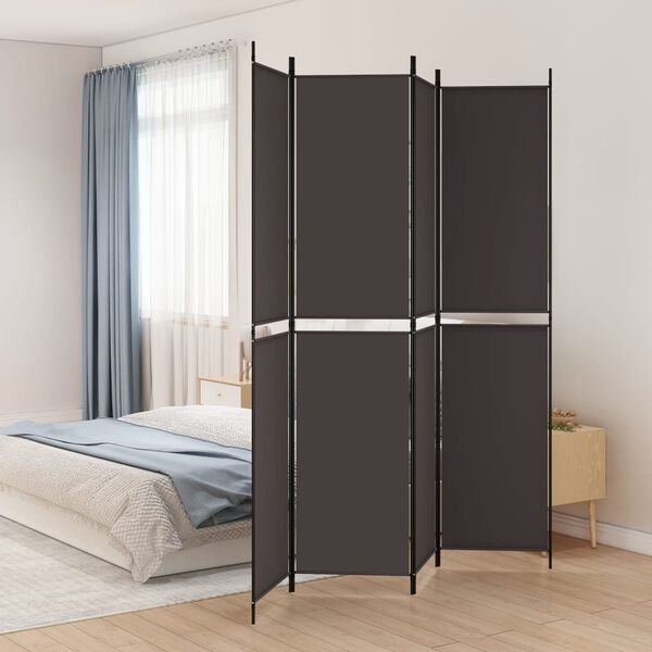 vidaXL 4-Panel Room Divider Brown 200x220 cm Fabric