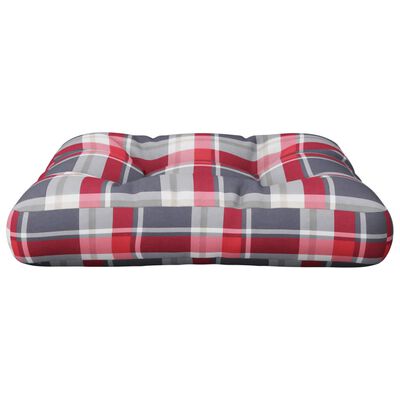 vidaXL Pallet Cushion Red Check Pattern 58x58x10 cm Fabric