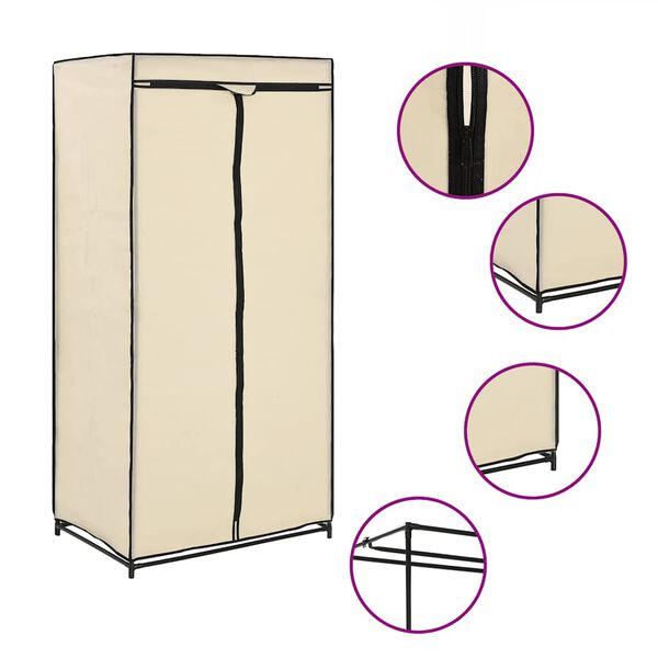 vidaXL Wardrobe Cream 75x50x160 cm