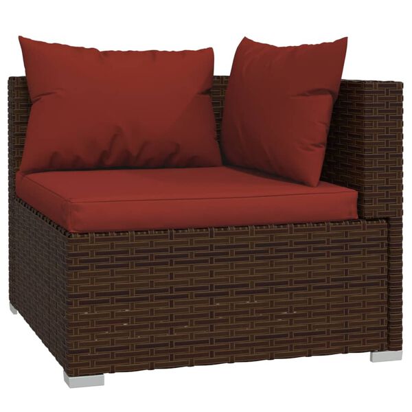 vidaXL 4 Piece Garden Lounge Set with Cushions Poly Rattan Brown